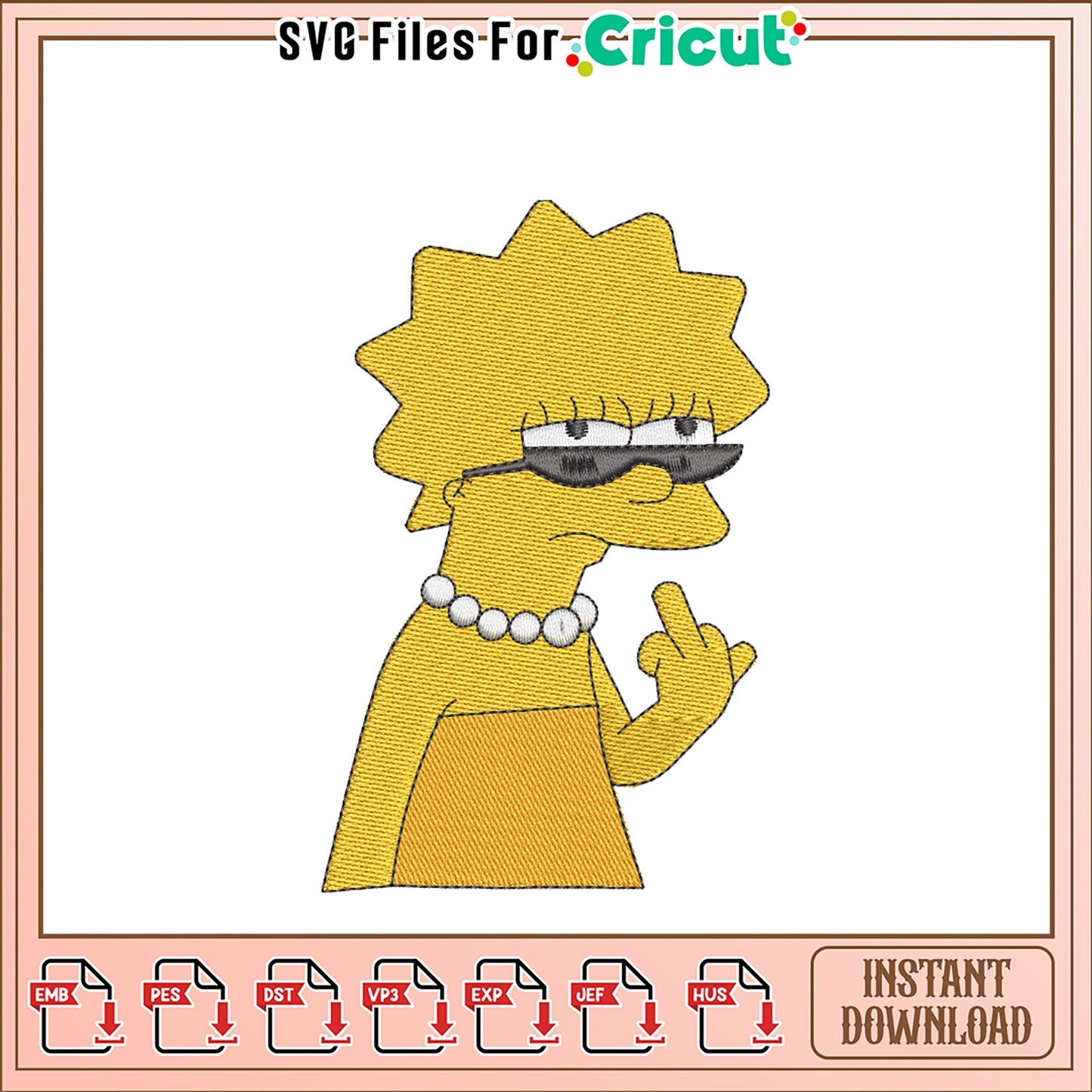 Lisa Simpson Embroidery Design Instant Download