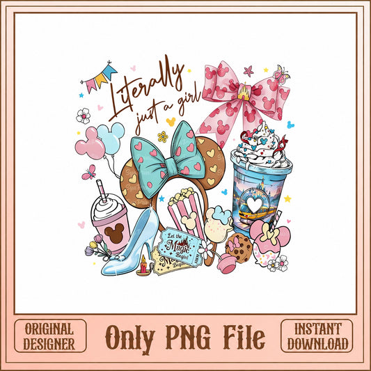 Literally Just A Girl Disney PNG, Mickey Ears Bundle PNG