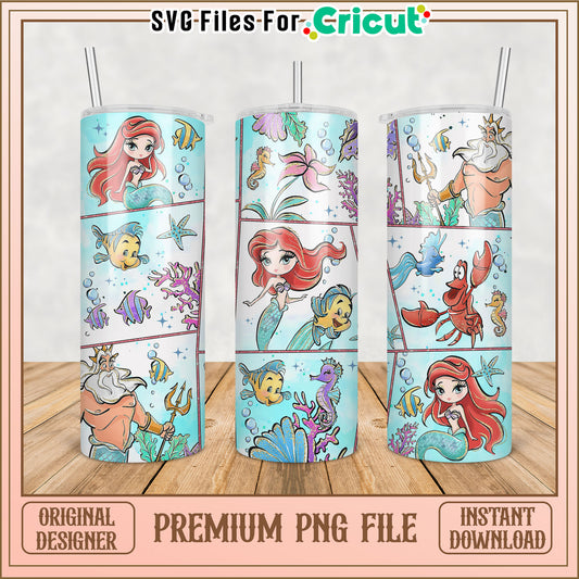 Little Mermaid Tumbler PNG Sublimation
