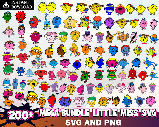 Little Miss character cartoon bundle svg, little miss sunshine cartoon​ svg