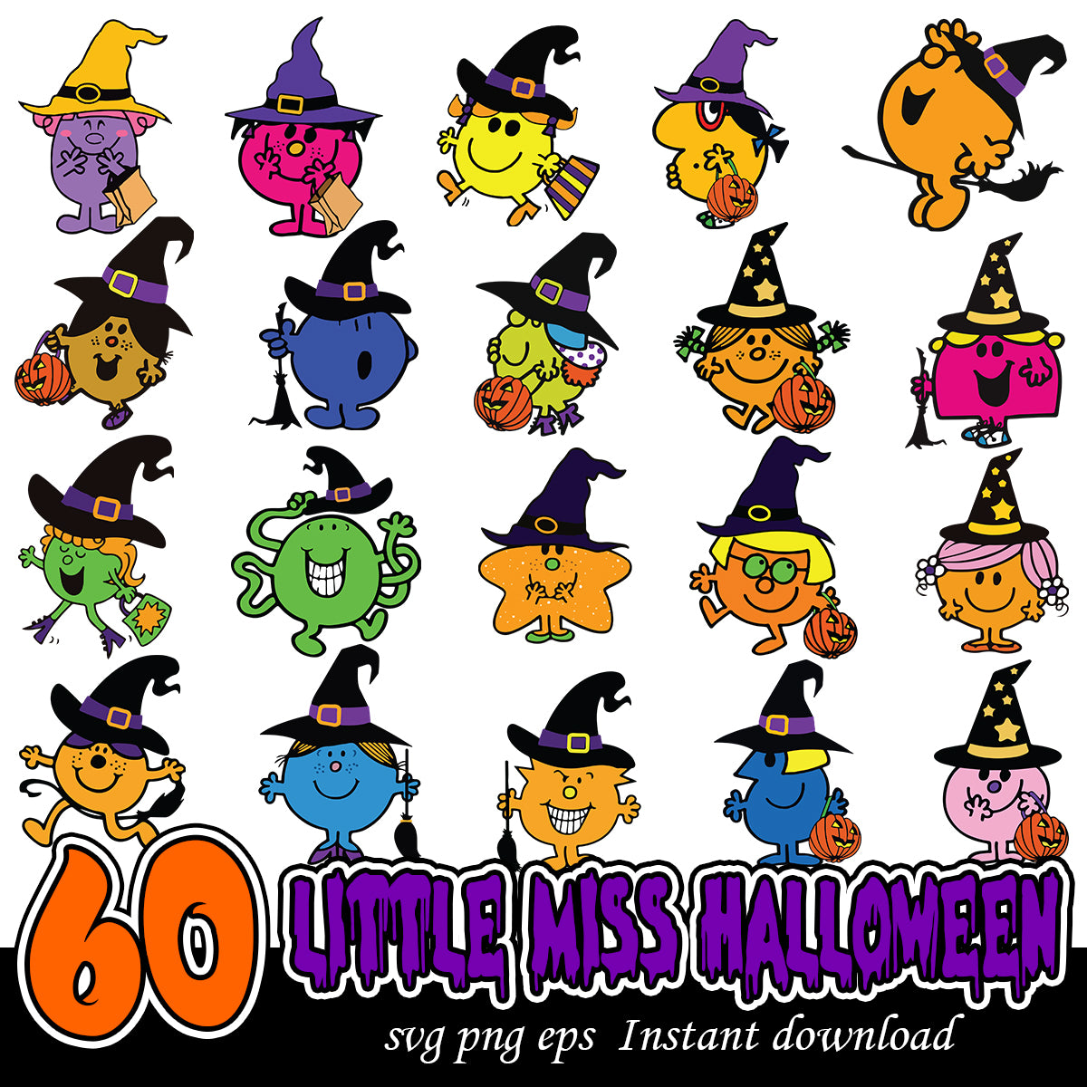 Little Miss Halloween Bundle, Little Miss witch svg bundle