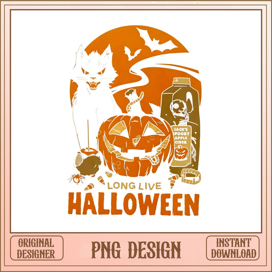 Long Live Halloween PNG, Spooky Cat Pumpkin PNG, Halloween PNG