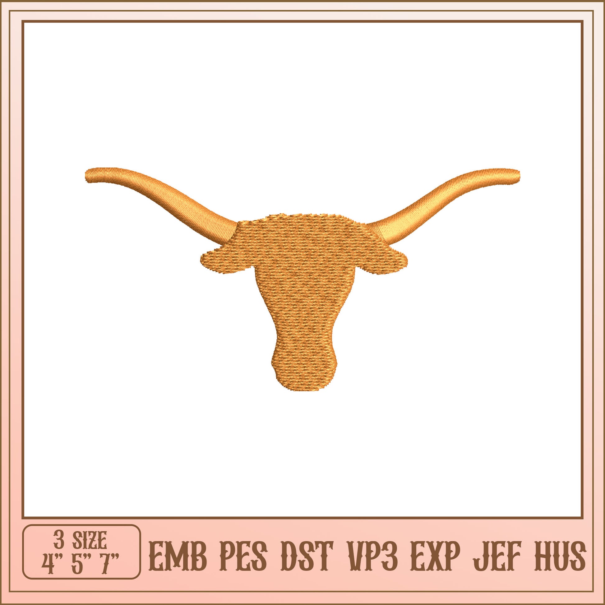 Longhorn Embroidery Design