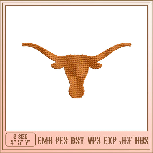 Longhorn Embroidery Design 3 Sizes