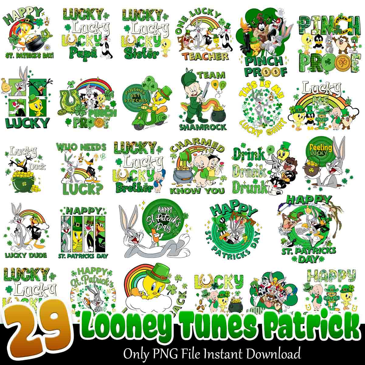 Looney Tunes Patrick Bundle PNG, Happy St. Patrick's day bundle