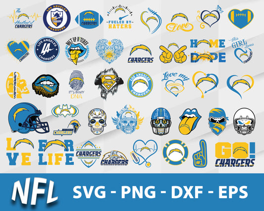 Los angeles chargers nfl bundle svg, los angeles chargers football​ svg