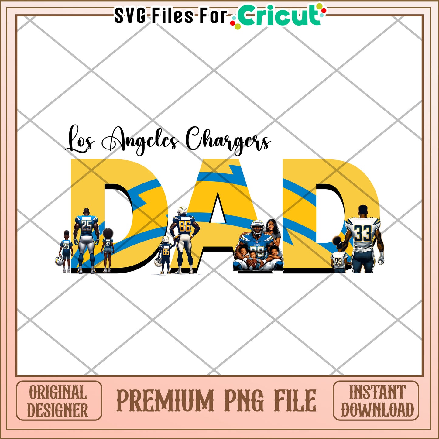 Los Angeles Chargers Dad Design for Fans, Perfect for Father's Day