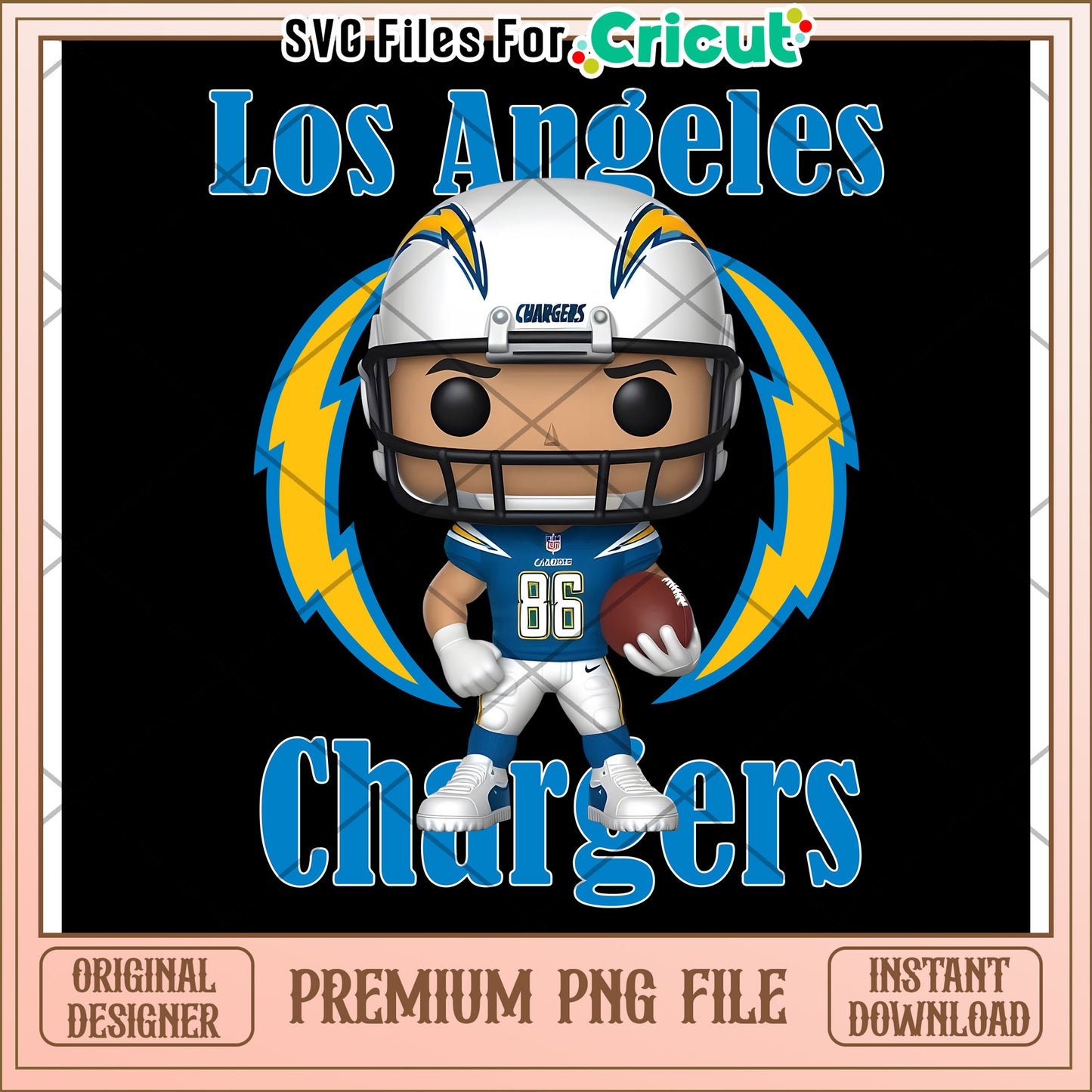 Los Angeles Chargers PNG Design for Cricut, Instant Download File