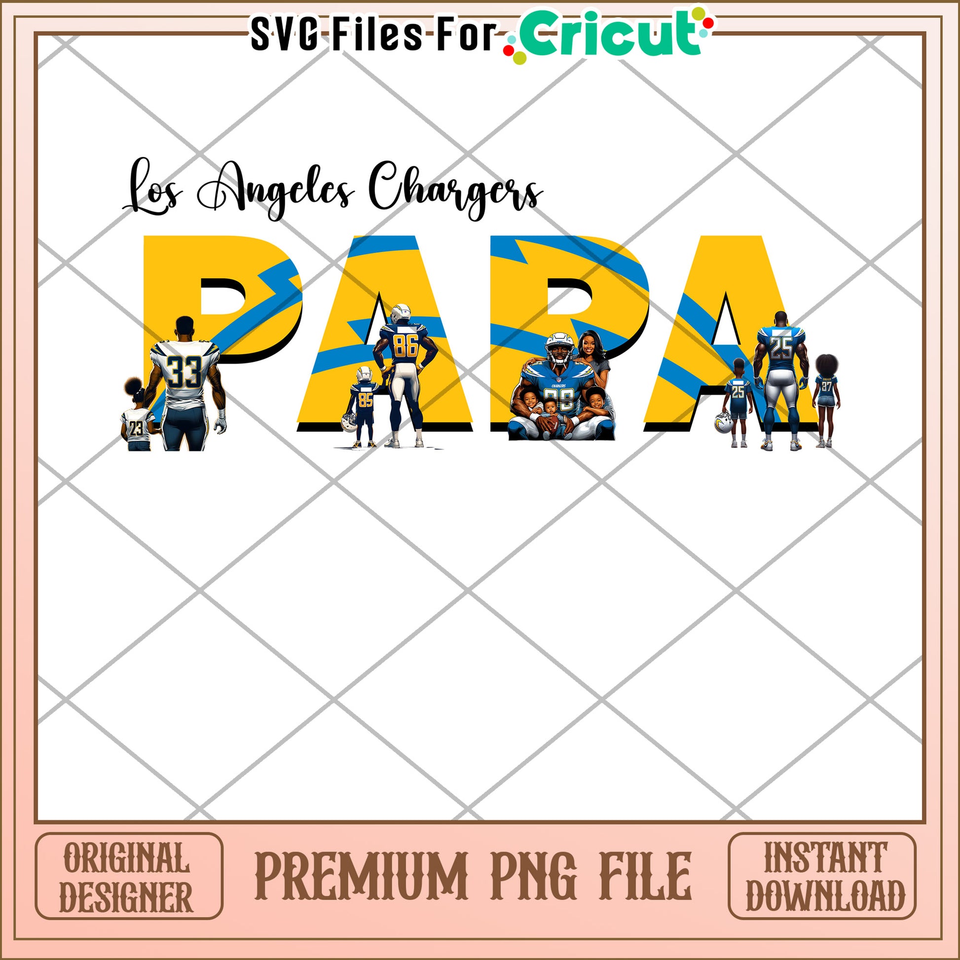 Los Angeles Chargers Papa PNG File, Instant Download for Crafts