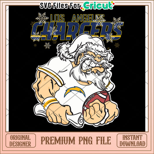 Los Angeles Chargers Santa Design, Premium PNG File for Crafts