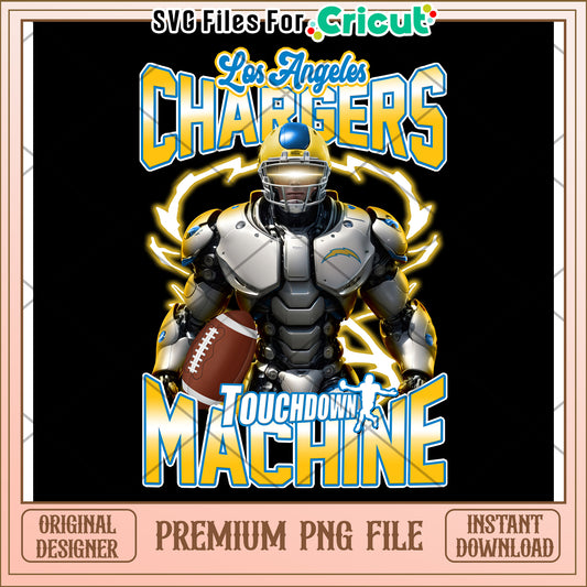Los Angeles Chargers Touchdown Machine PNG Design Instant Download
