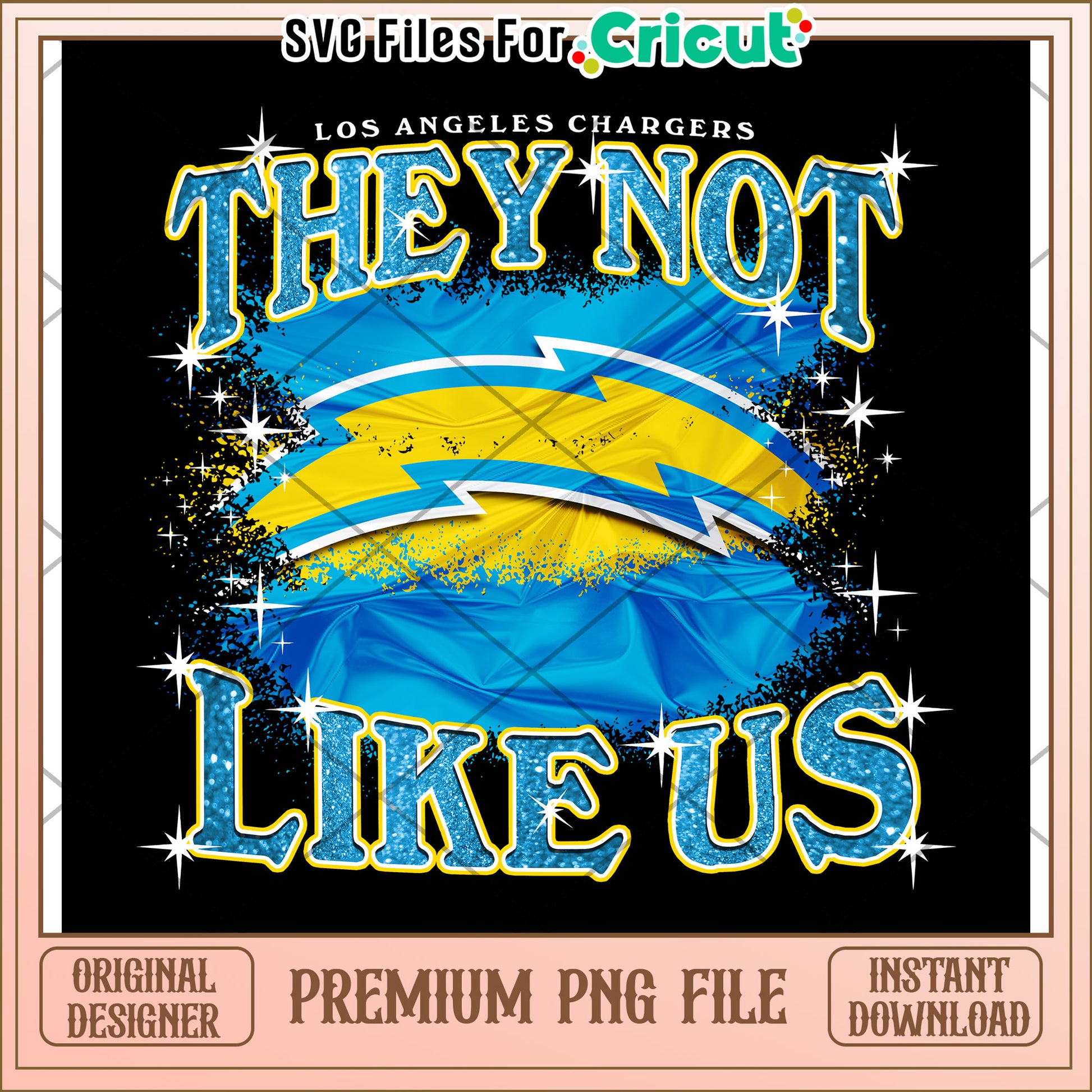 Los Angeles Chargers design for Cricut, premium PNG file download