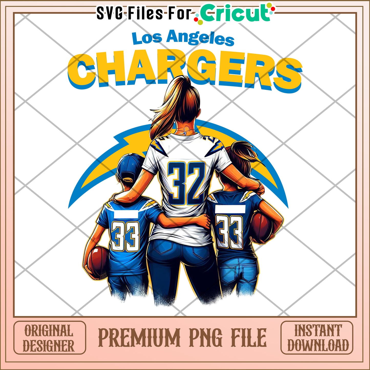 Los Angeles Chargers family team shirt design, digital download PNG