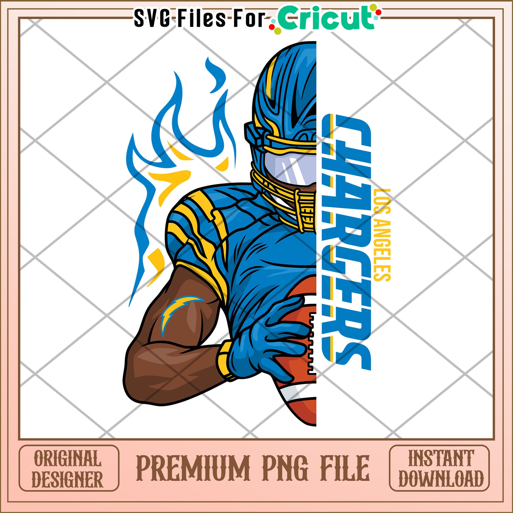 Los Angeles Chargers football graphic design PNG file, ideal for crafting