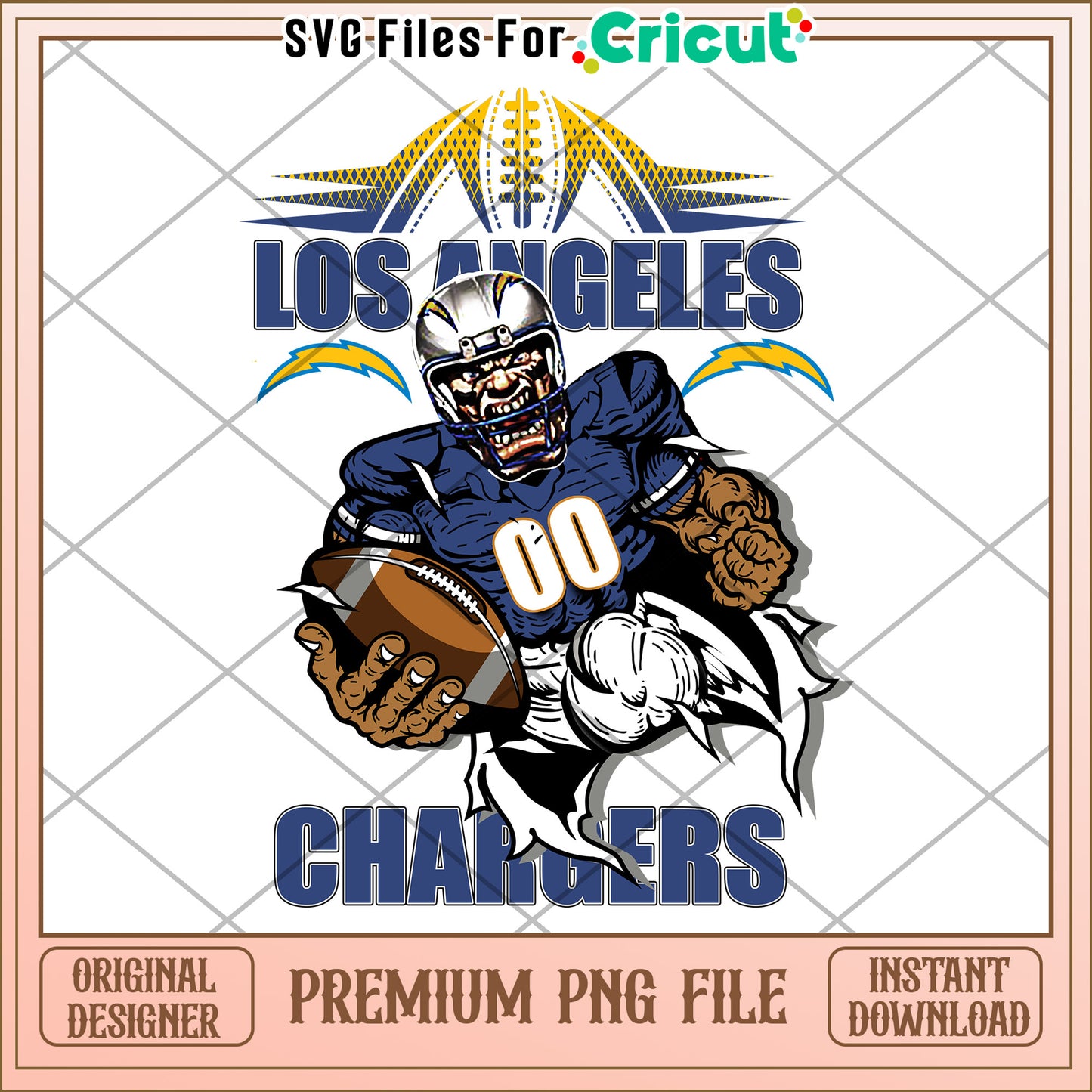 Los Angeles Chargers graphic design for football fans, premium PNG download