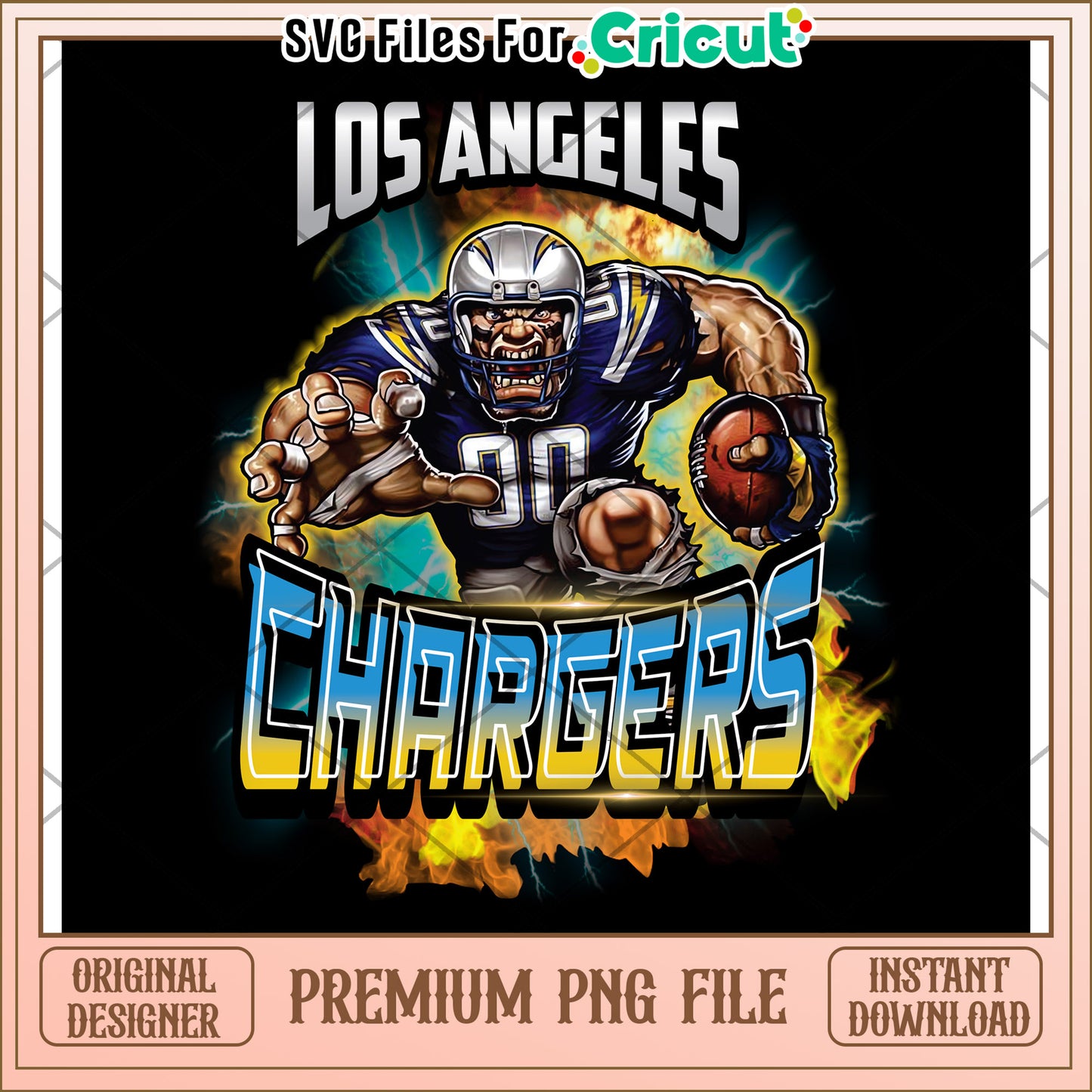 Los Angeles Chargers graphic design for sports fans, perfect for Cricut projects