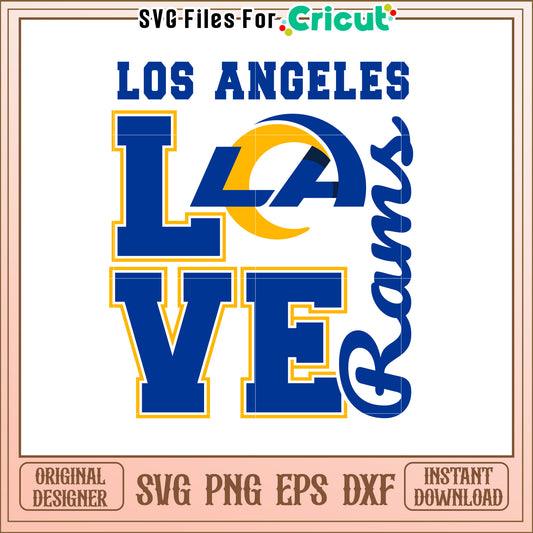 Los Angeles Rams Love SVG Design
