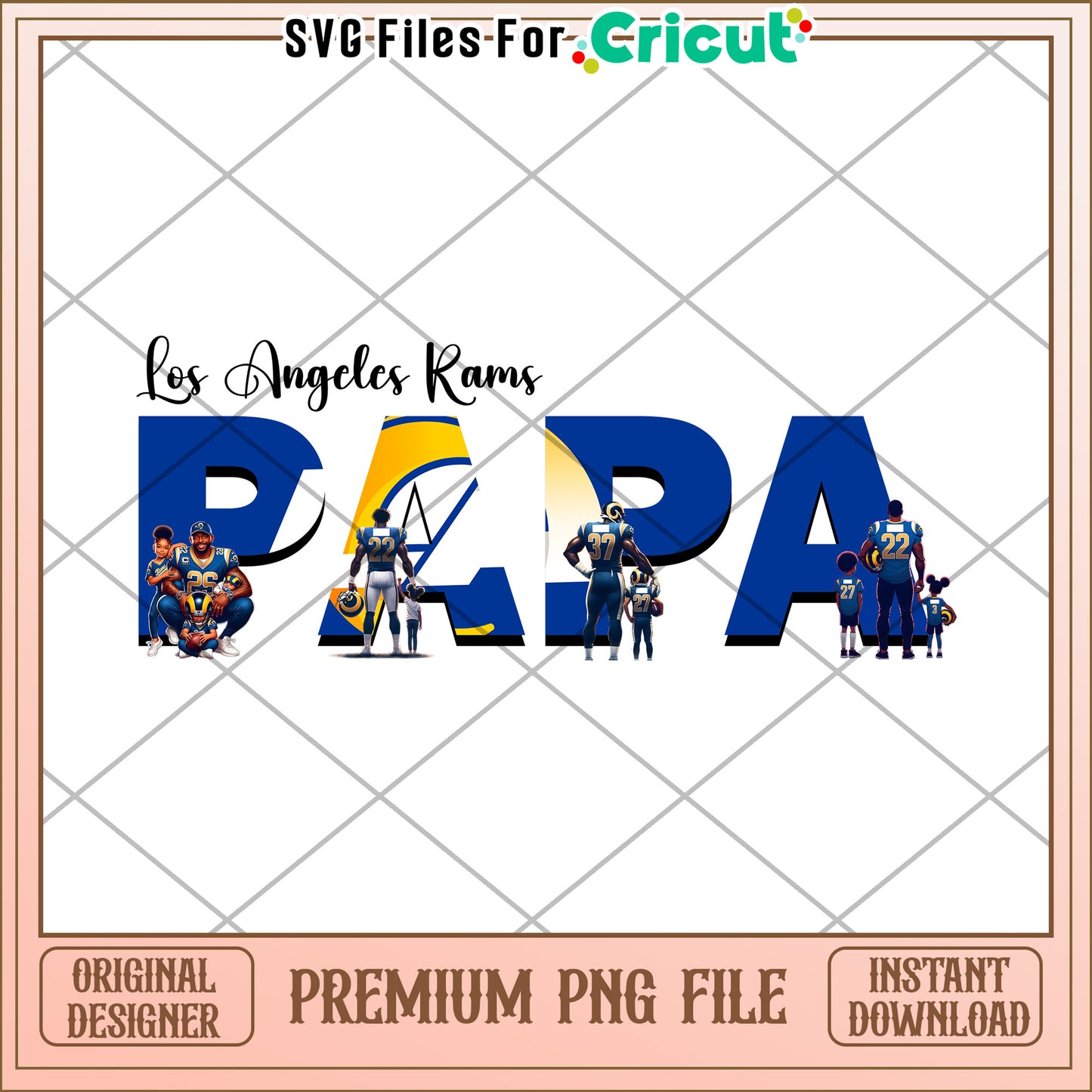 Los Angeles Rams Papa PNG Design for Cricut, Perfect for Gifts