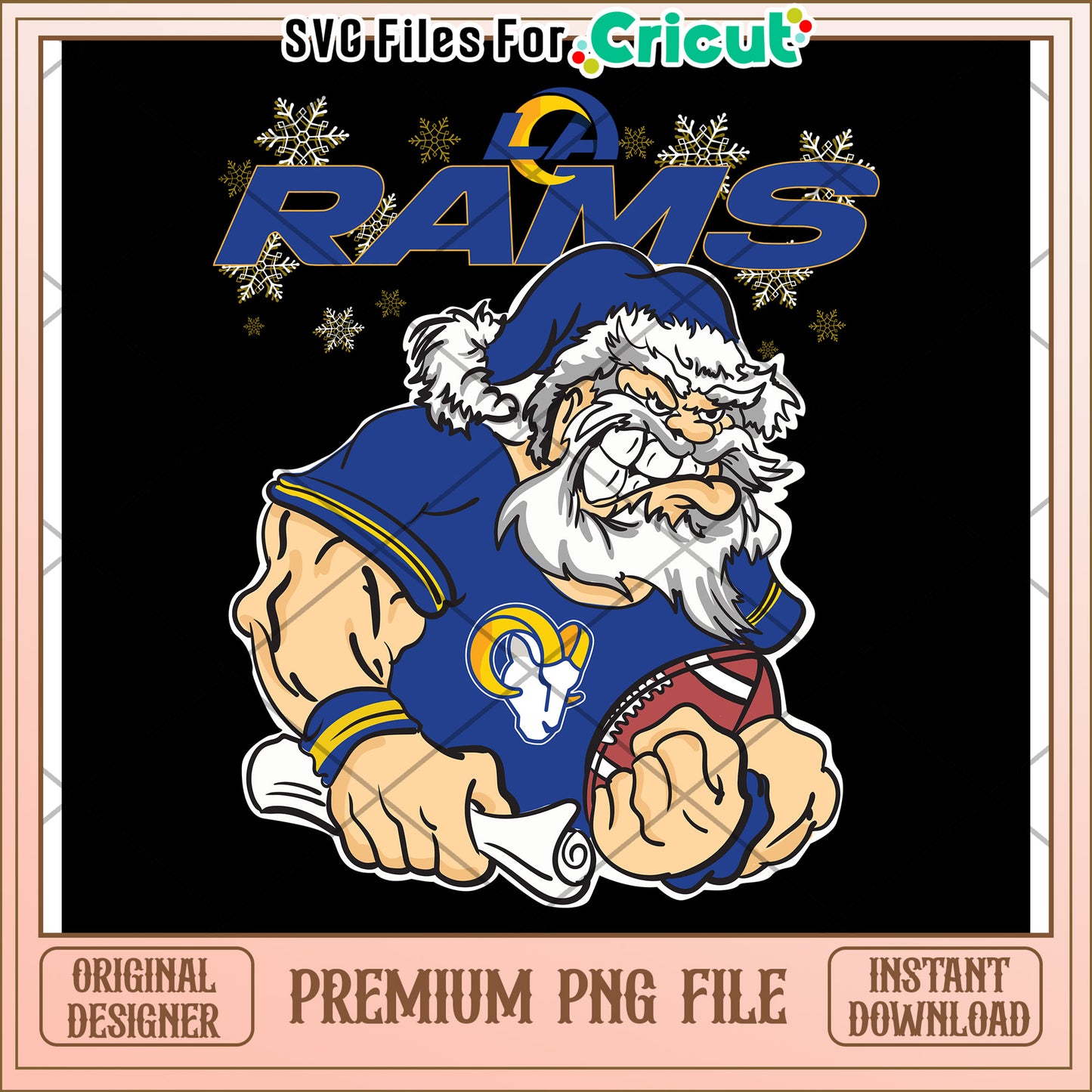 Los Angeles Rams Santa PNG Design for Cricut, Premium Instant Download