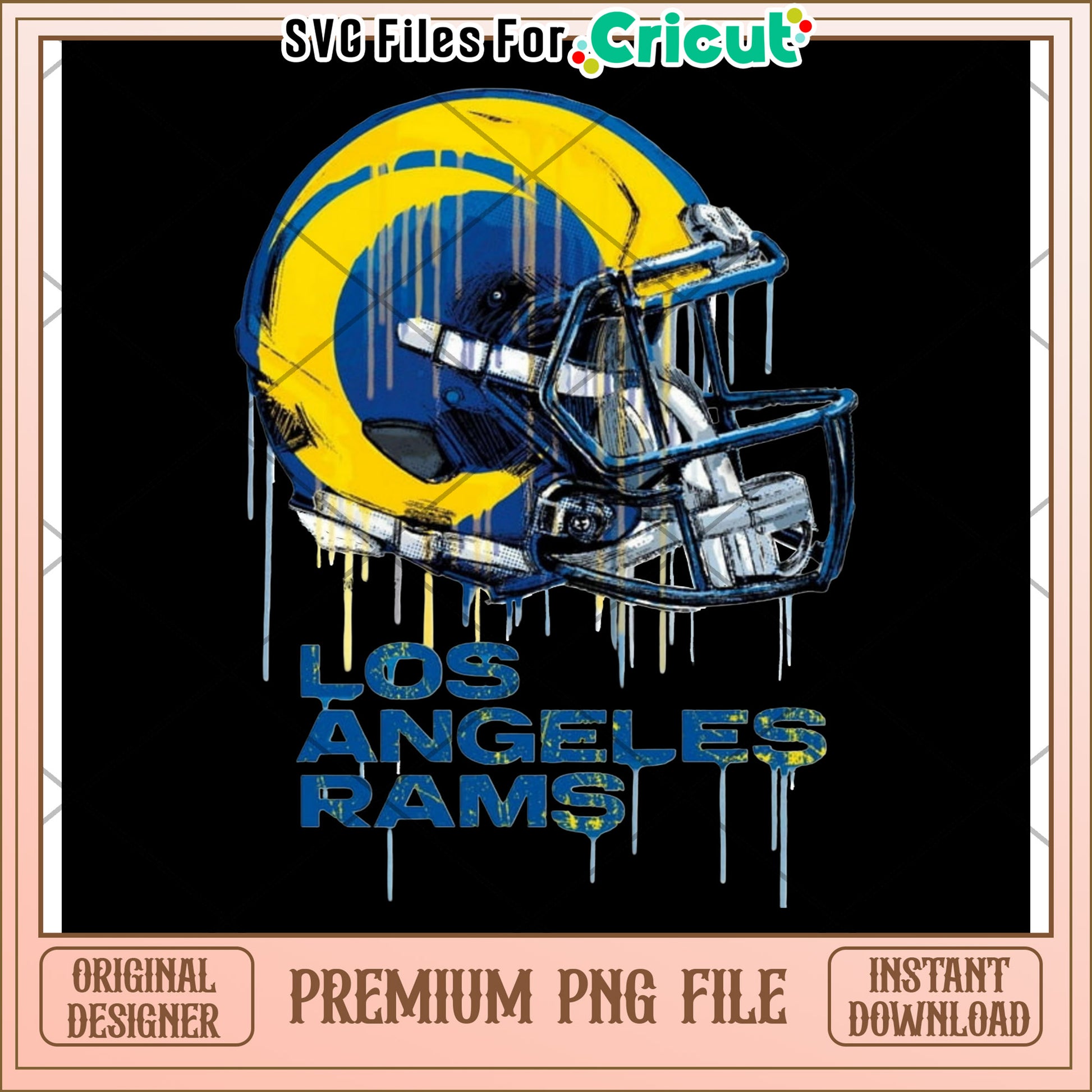 Los Angeles Rams football helmet design, premium PNG file download