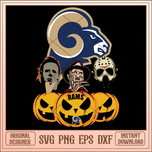 Los Angeles Rams bundle horror svg, Horror characters svg, digital download