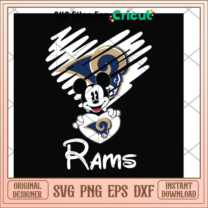 Los Angeles Rams mickey heart svg, Rams svg, new nfl svg – svg files ...