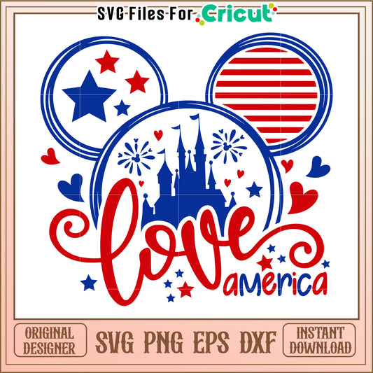 Love America SVG Design for Patriotic Celebrations and Crafts