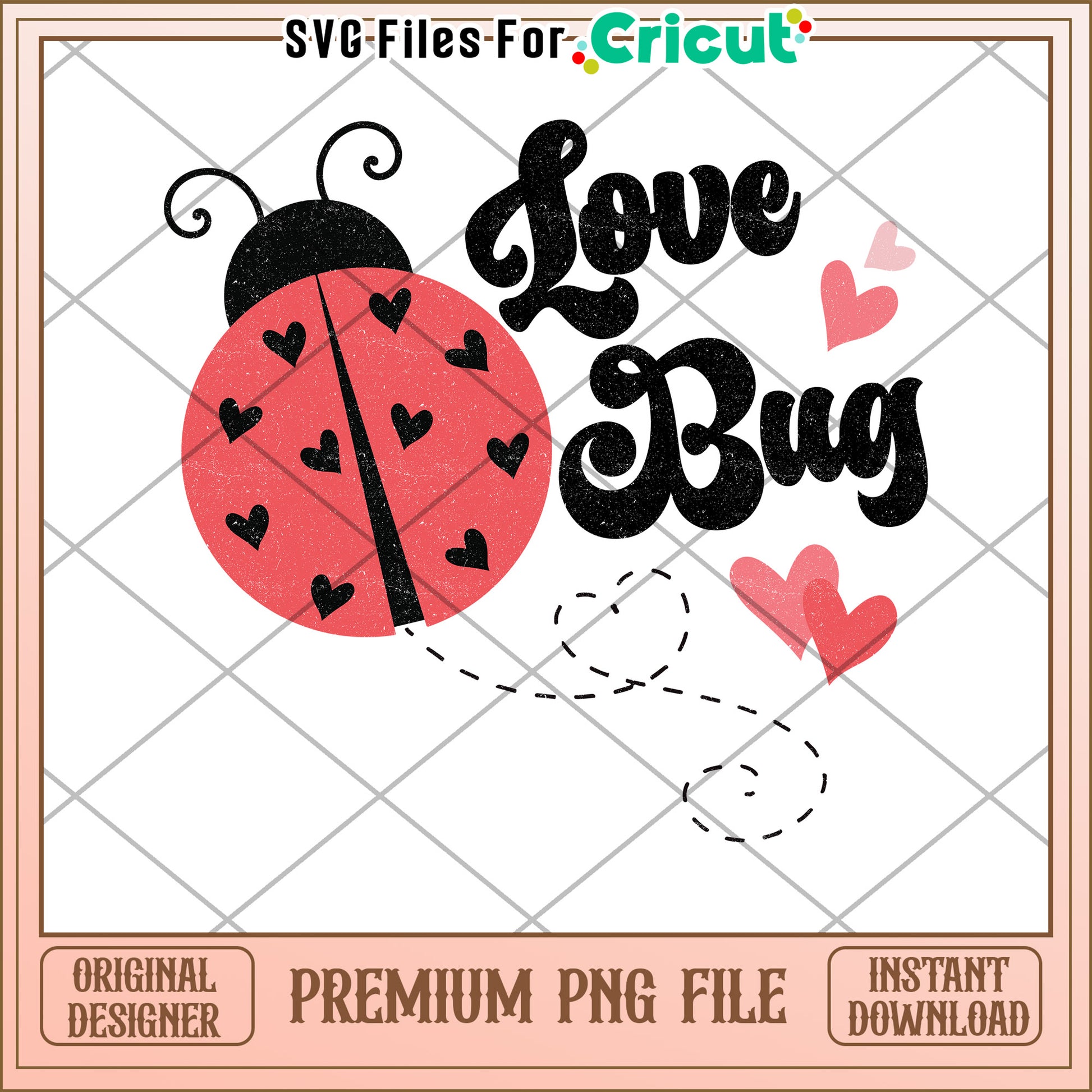 Love Bug PNG Valentines Day Ladybug Design