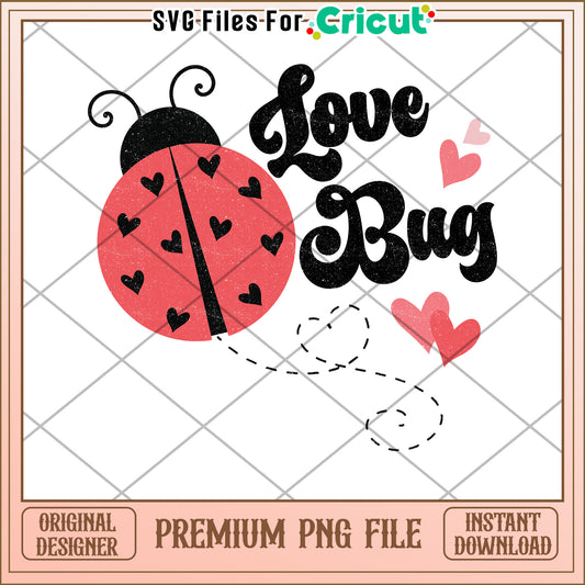 Love Bug PNG Valentines Day Ladybug Design