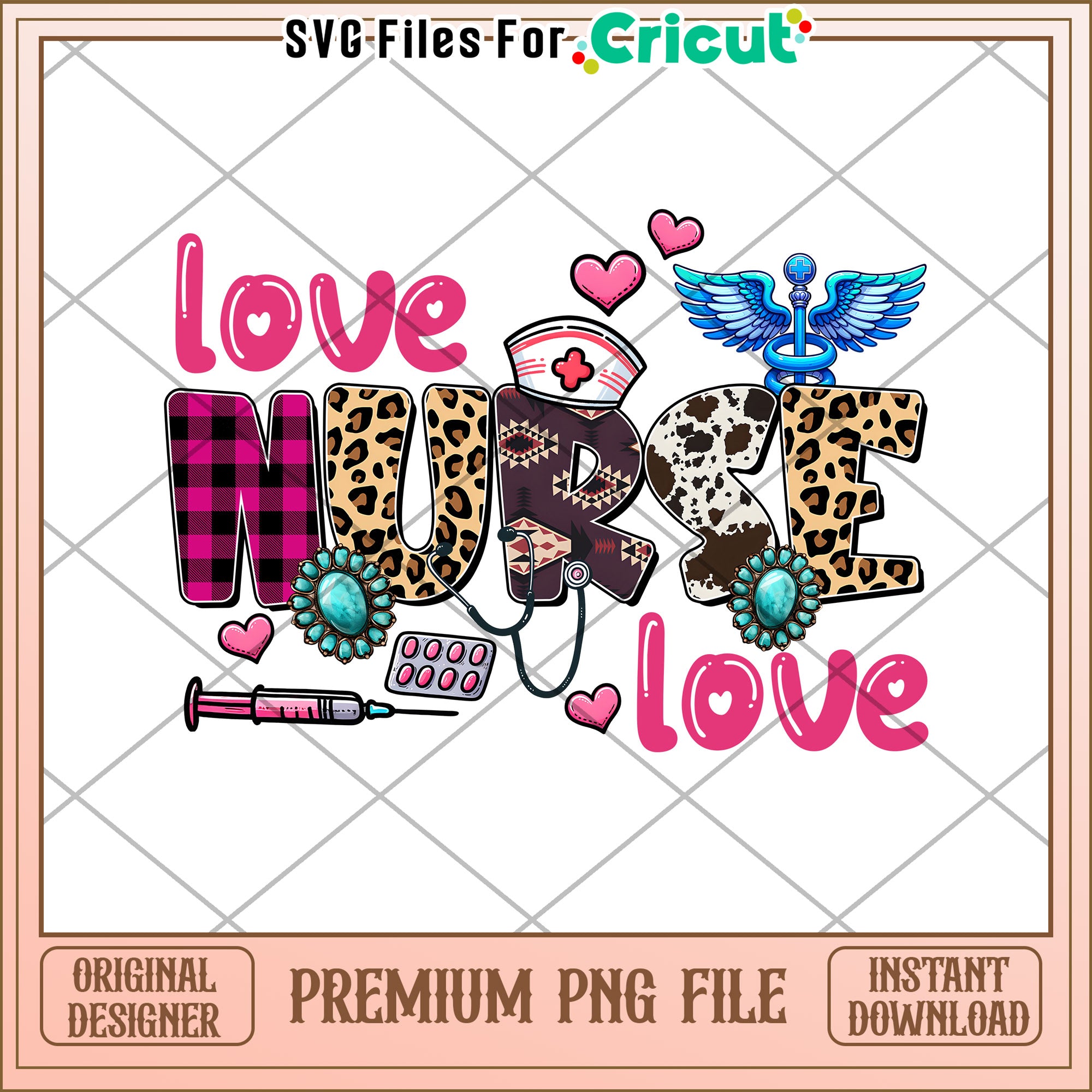 Love Nurse PNG Sublimation Design – svg files for cricut