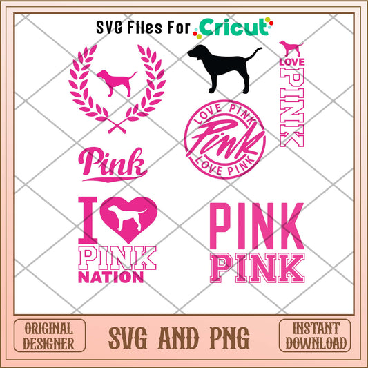 Love Pink Logos svg bundle, Cute art svg bundle - Svgfileforcricut