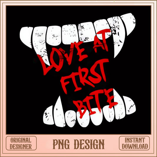 Love At First Bite PNG, Vampire Fangs Halloween PNG, Funny Valentine PNG
