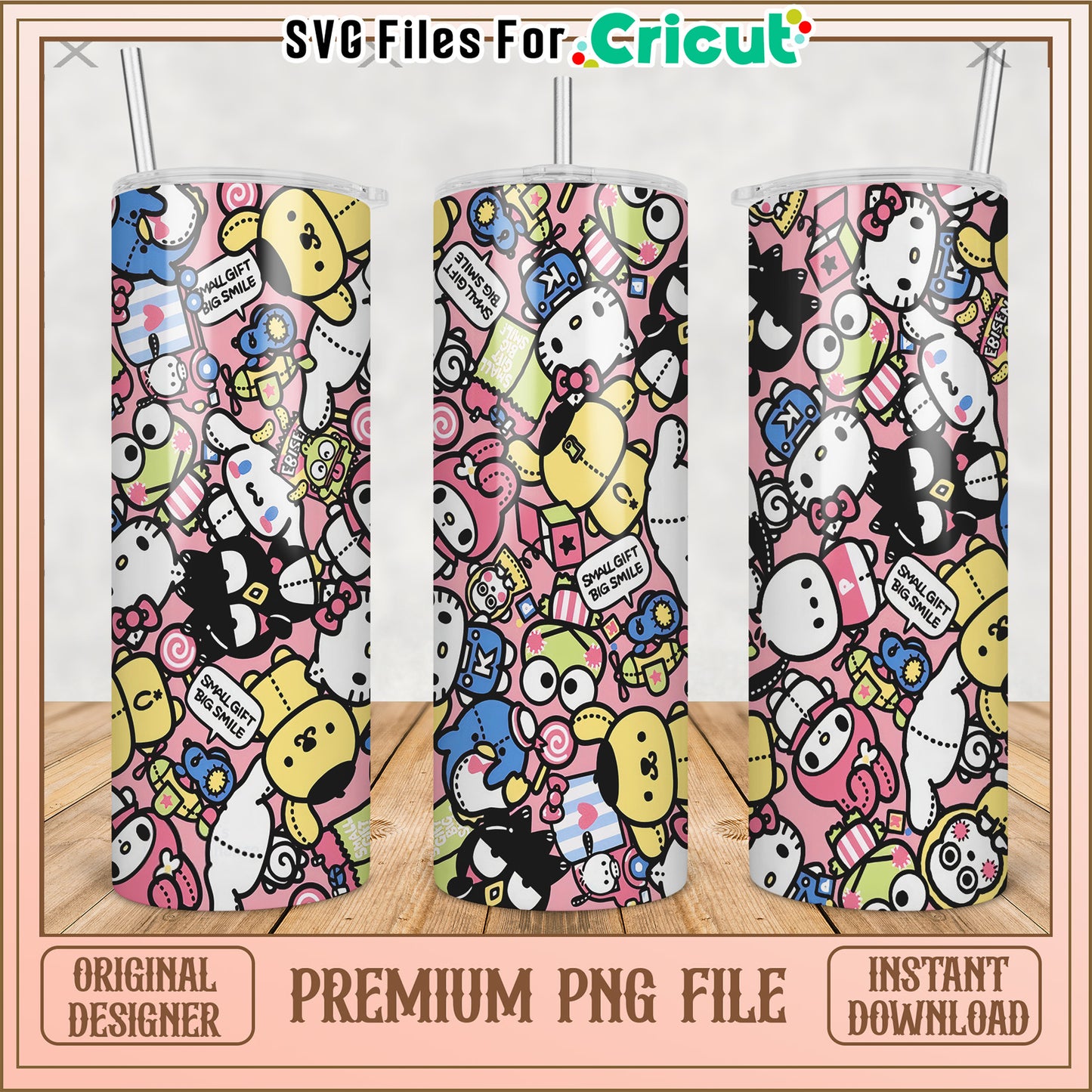 Lovely cartoon characters tumbler png, cute cartoon png, hello kitty​ png