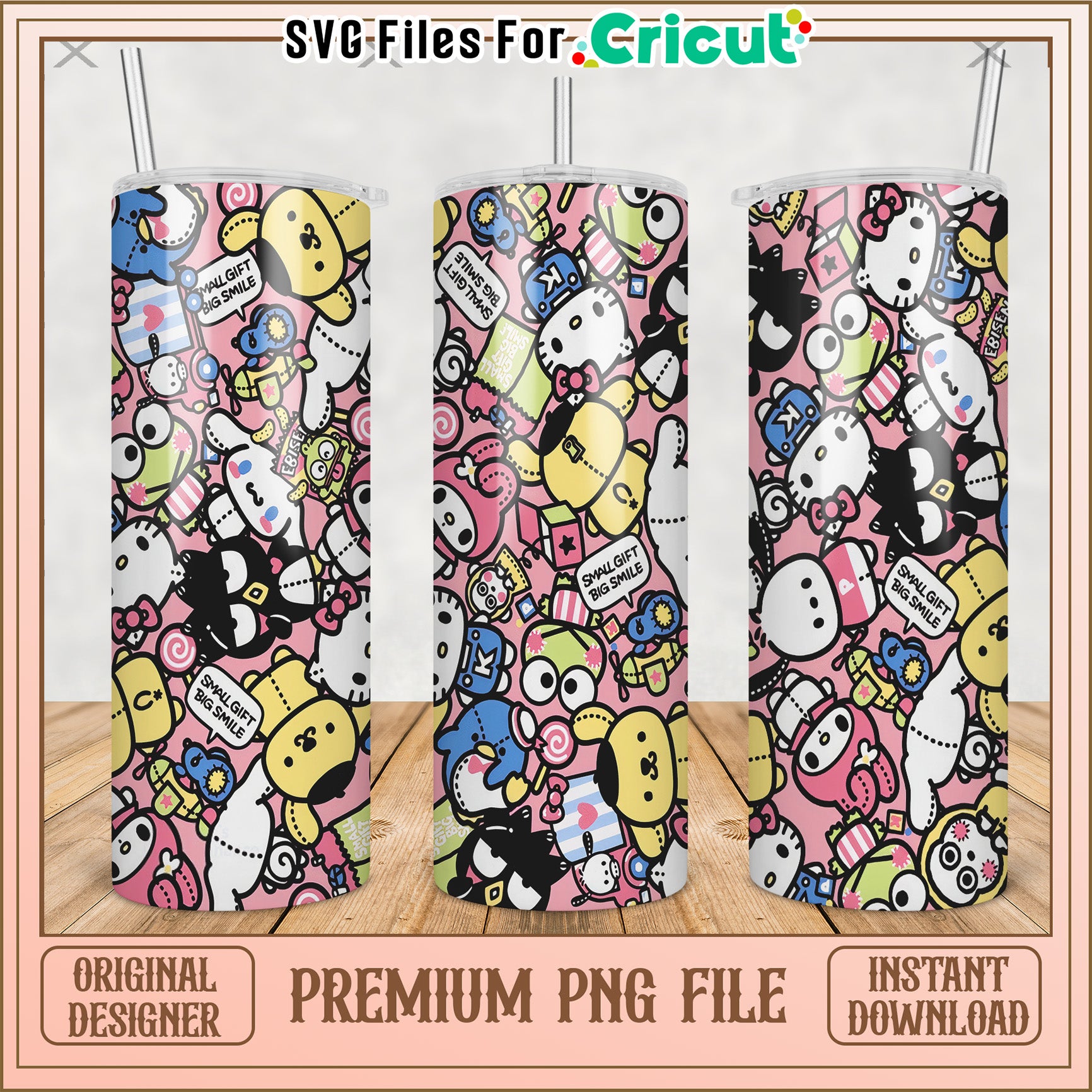 Lovely cartoon characters tumbler png, cute cartoon png, hello kitty​ png