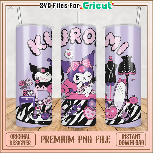 Lovely kuromi tumbler png, cute cartoon png, hello kitty​ png