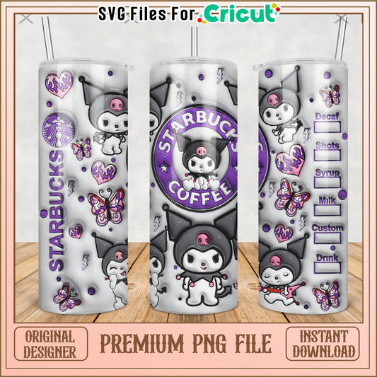 Lovely kuromi tumbler png, cute characters png, kuromi hello kitty​ png