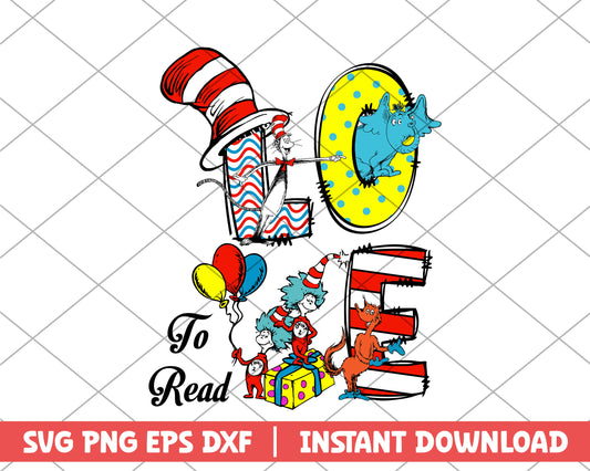 Love to read dr.seuss svg 