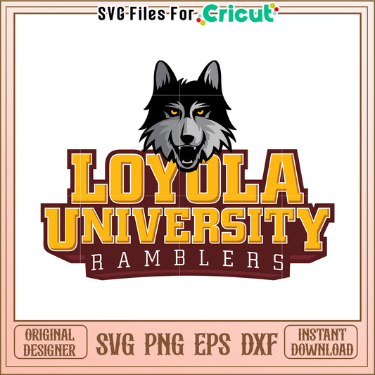 Loyola University Ramblers logo SVG file for Cricut, instant download available