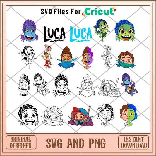 Disney Luca cartoon character SVG bundle 