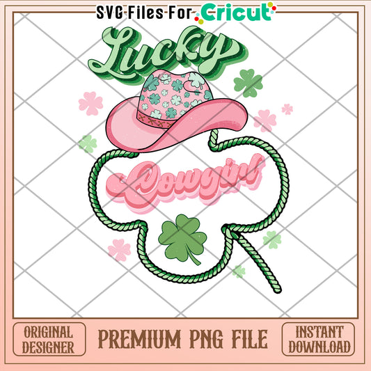 Lucky Cowgirl PNG Design Instant Download