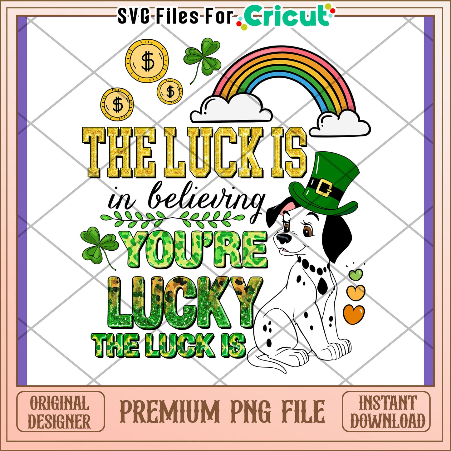 Lucky Dalmatian St Patricks Day PNG