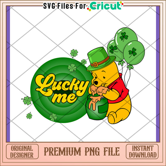 Lucky Me Bear with Shamrocks PNG Design Download