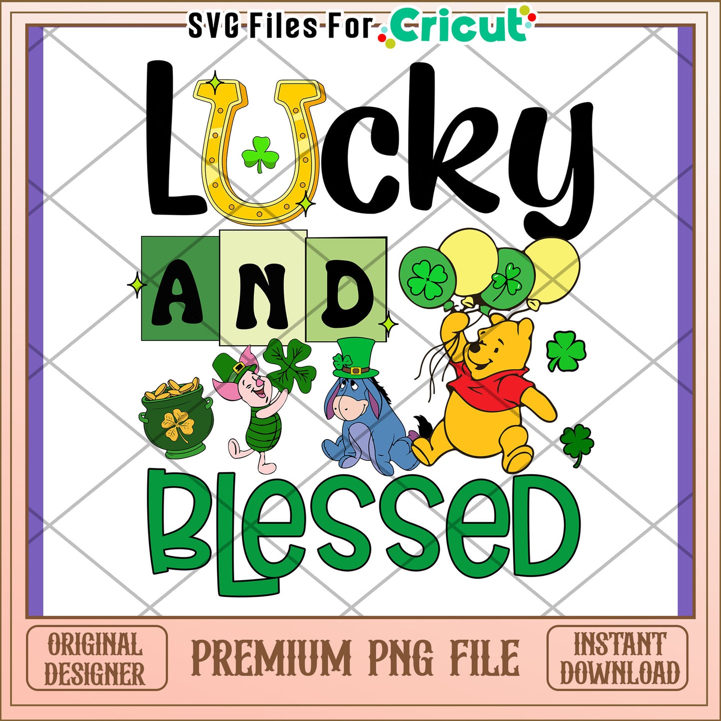 Lucky and Blessed PNG Design for Celebrations
