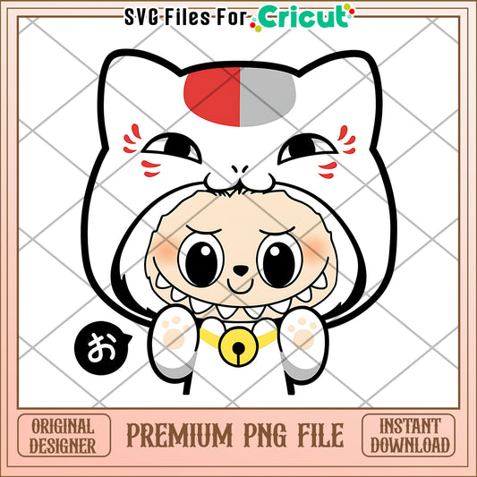 Lucky cat labubu png, cute labubu png, labubu popmart png