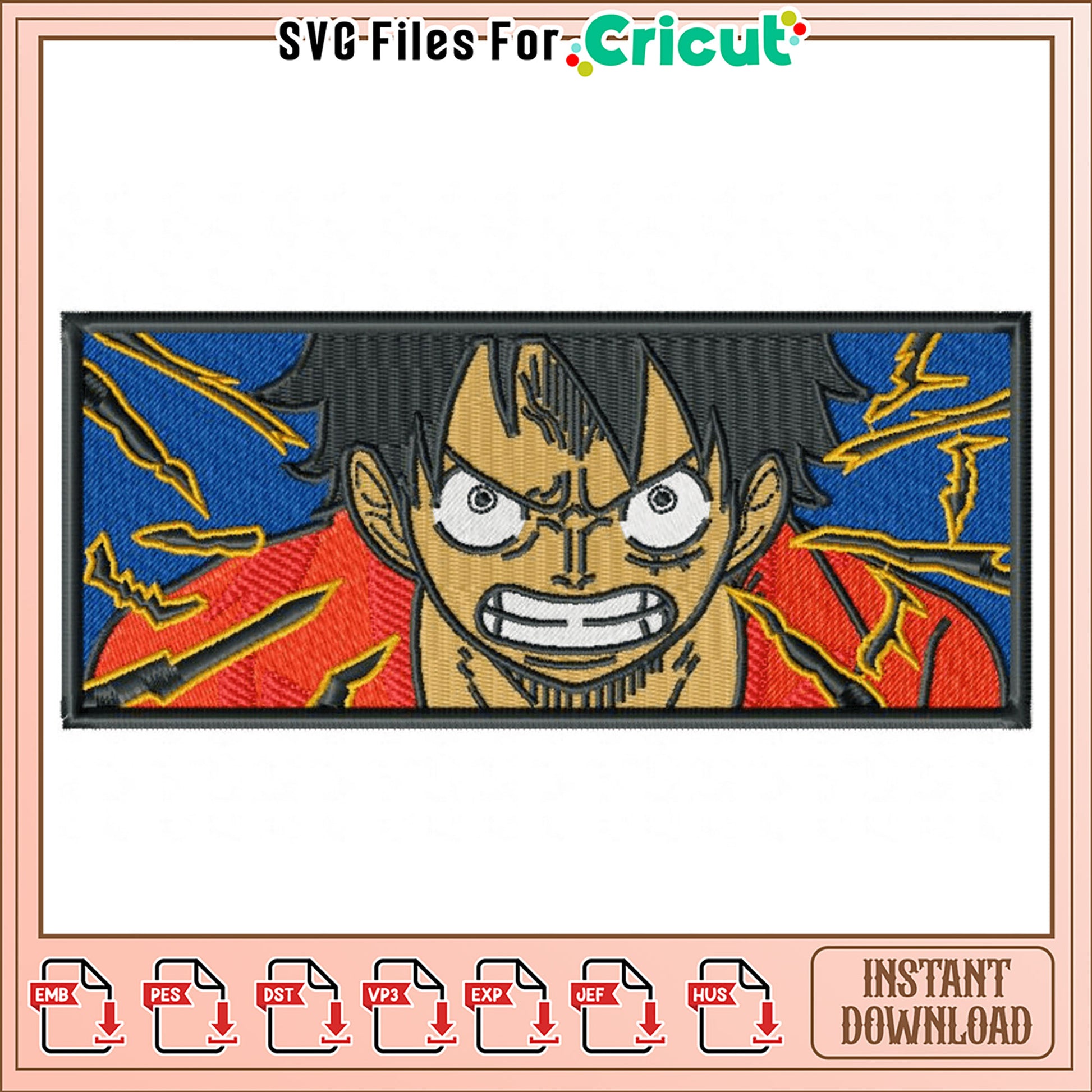 Luffy Angry Face Embroidery Design Instant Download
