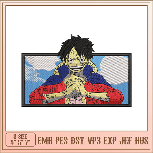 Luffy Embroidery Design - 3 Sizes