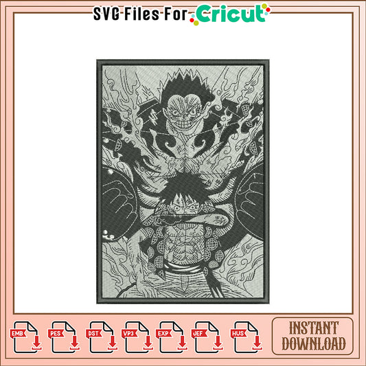 Luffy Gear 5 Embroidery Design Instant Download