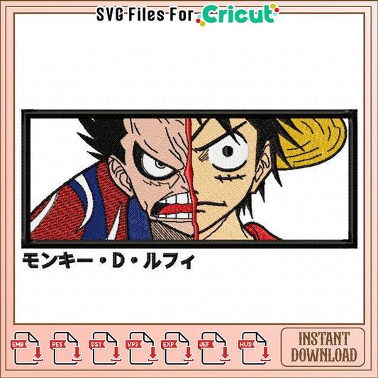 Luffy & Law Split Face Embroidery Design