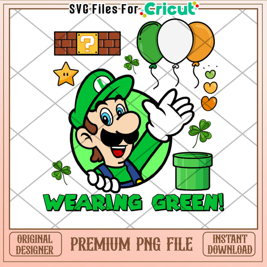 Luigi St Patricks Day PNG Cricut