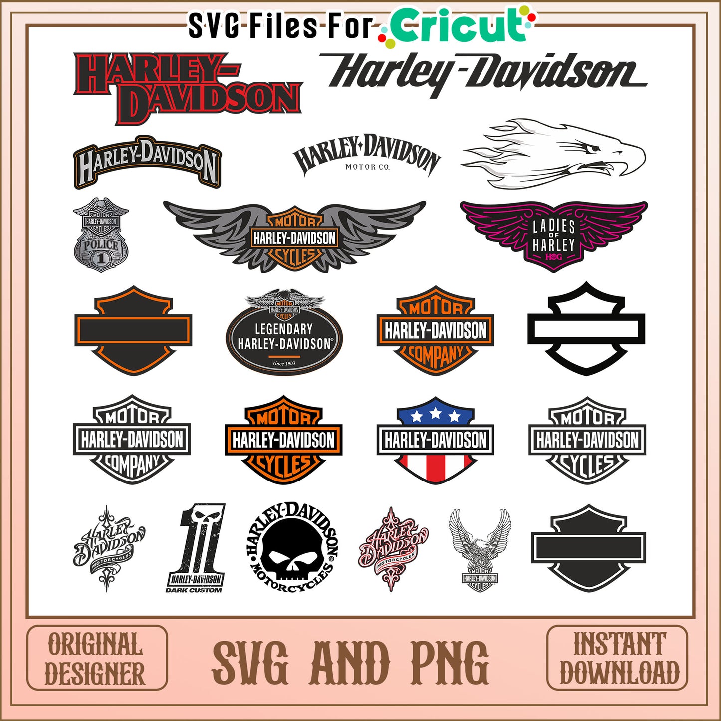 Harley davidson logo bundle svg, harley davidson motor cycles svg